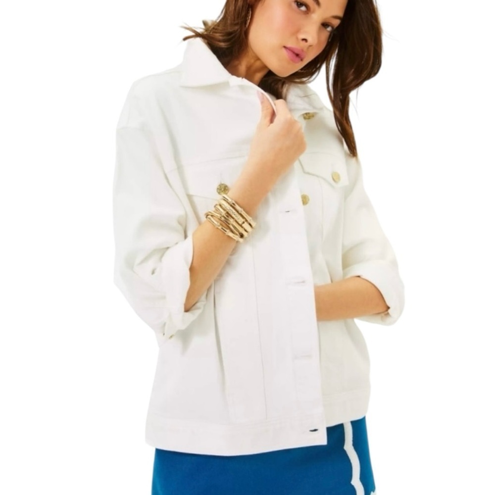 Lilly Pulitzer | Brixley White Denim Jacket Sz S/M NWT